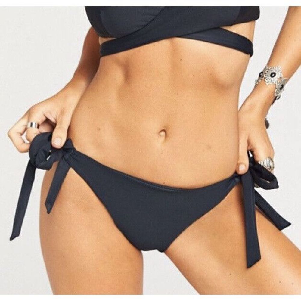 Show Me Your Mumu Mermaid Black Bikini Bottom NEW Side Tie Thailand Womens S